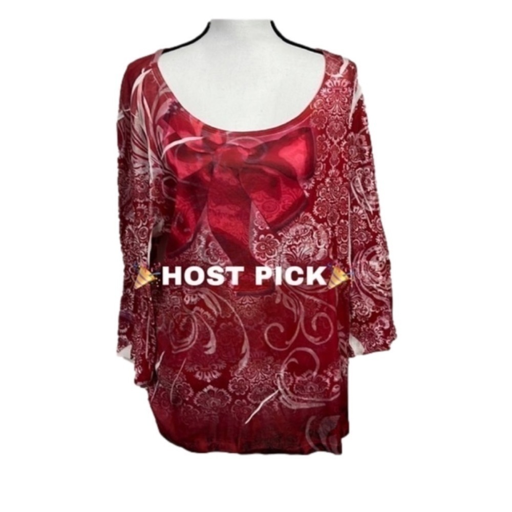 ⭐️🎉HP ⭐️🎉 NWOT, STYLE & CO, Red Loose Fit Tunic, 100% Polyester, Plus Size 2X